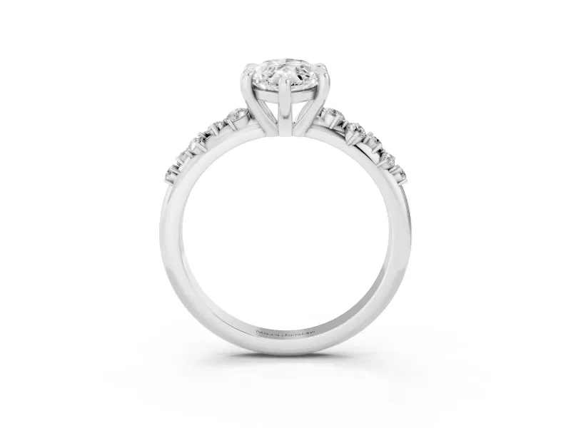 Marquise Graduated Accent Engagement Ring Setting | Scattered Shoulders | White Gold