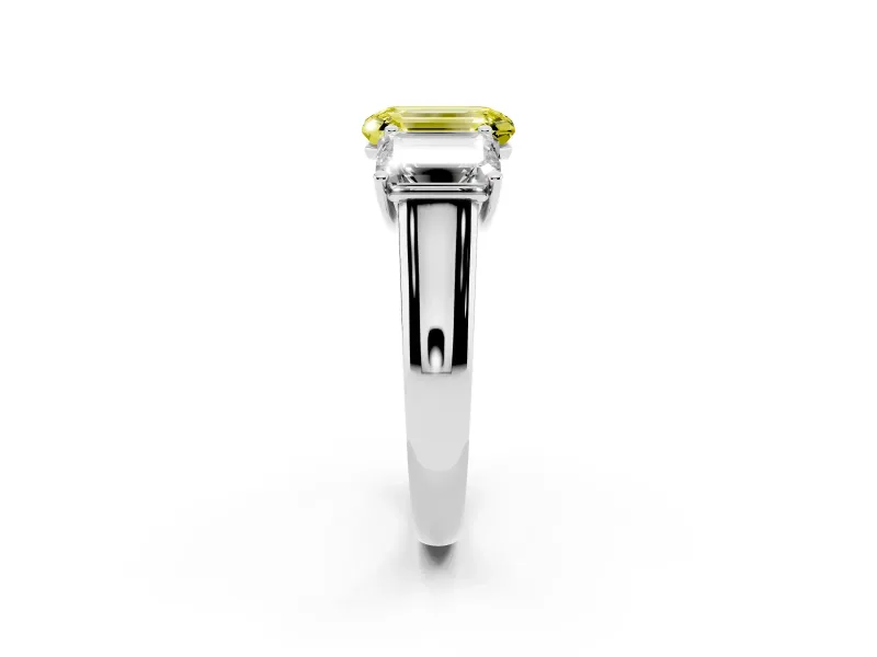 Emerald Cut Engagement Ring Setting for a Fancy Yellow Lab-Grown Diamond | Sterling Silver - Design NV-24908