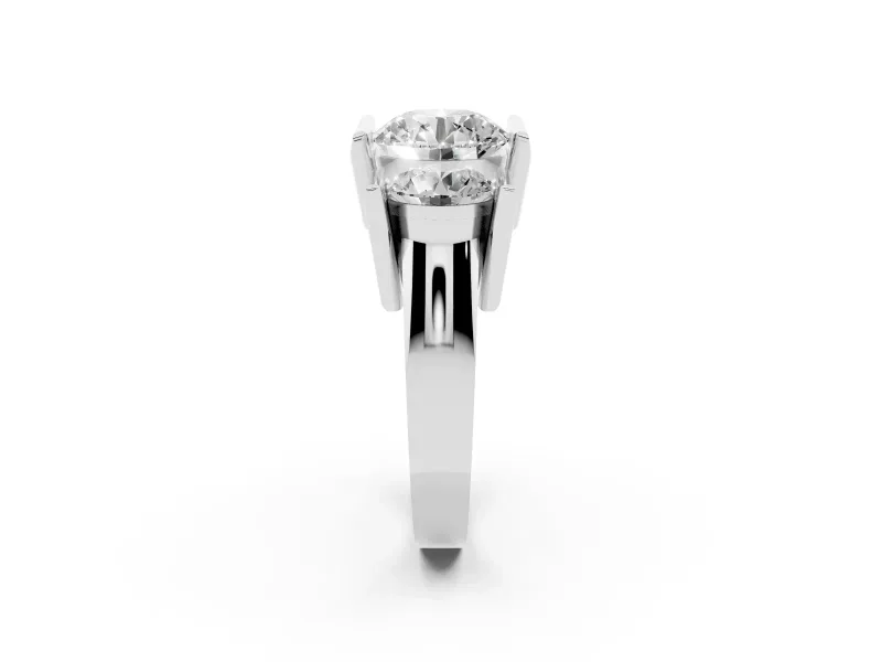 Round Cut Diamond Three-Stone Channel Set Ring Set in Platinum with Smooth Polished Band