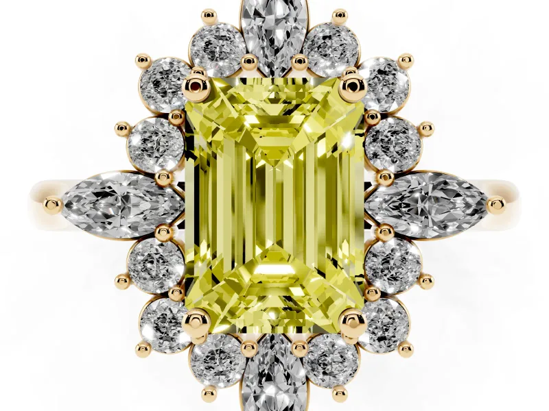 Emerald Cut Engagement Ring Setting for a Fancy Yellow Lab-Grown Diamond | Yellow Gold - Design NV-24790
