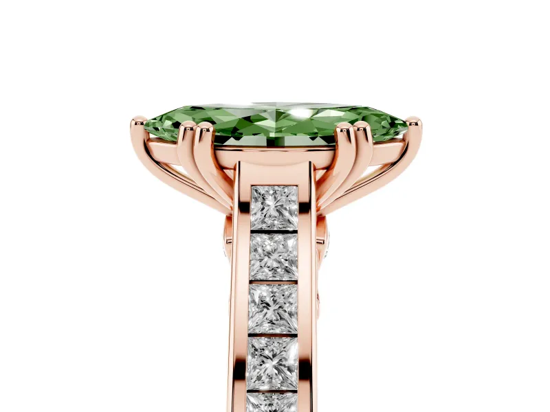 Marquise Channel Engagement Ring Setting for a Fancy Green Lab-Grown Diamond | Rose Gold - Design NV-24671