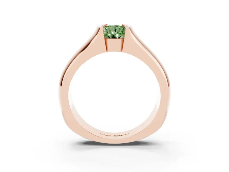 Pear-Shaped Half Bezel Solitaire Engagement Ring Setting for a Fancy Green Lab-Grown Diamond | Wide Band | Rose Gold