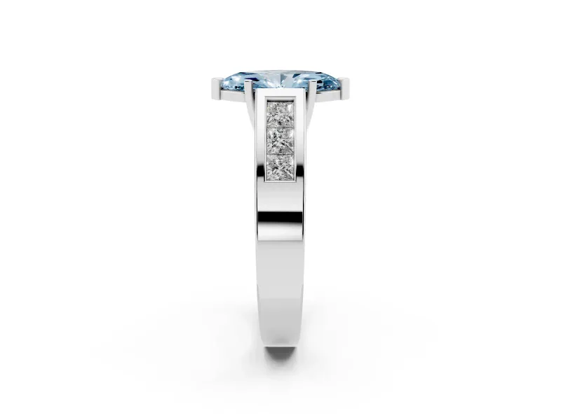 Marquise Channel-Set Engagement Ring Setting for a Fancy Blue Lab-Grown Diamond | Platinum