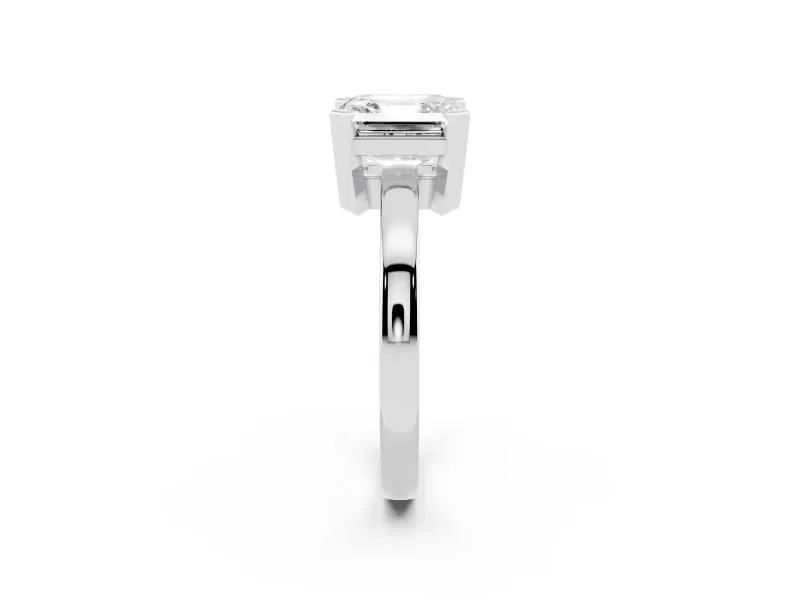 Asscher Cut Solitaire Engagement Ring Setting | Flat Tab Prongs | Platinum