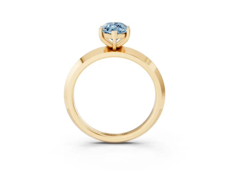 Marquise Knife-Edge Engagement Ring Setting for a Fancy Blue Lab-Grown Diamond | Yellow Gold