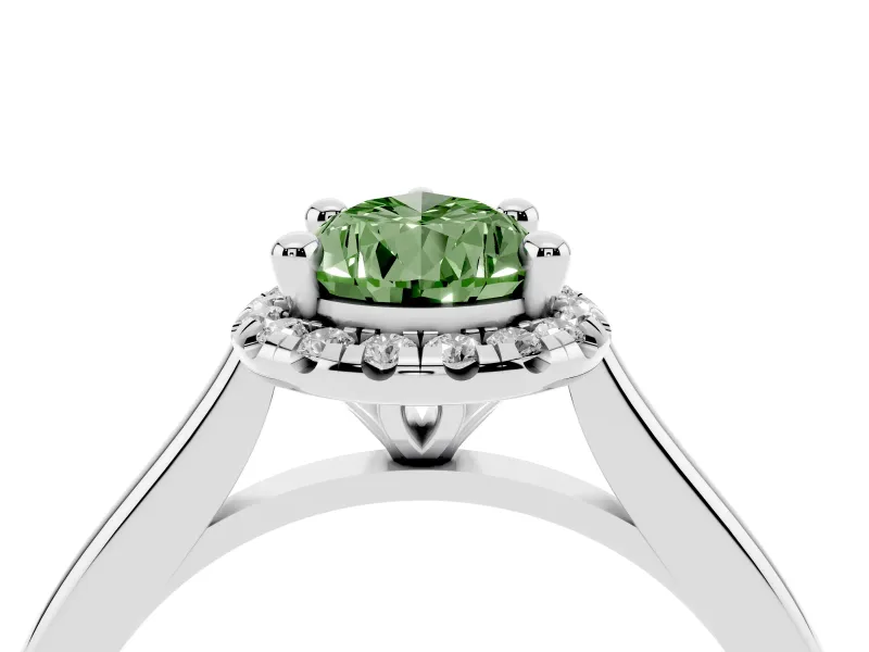 Pear-Shaped Halo Engagement Ring Setting for a Fancy Green Lab-Grown Diamond | Plain Polished Band | Platinum