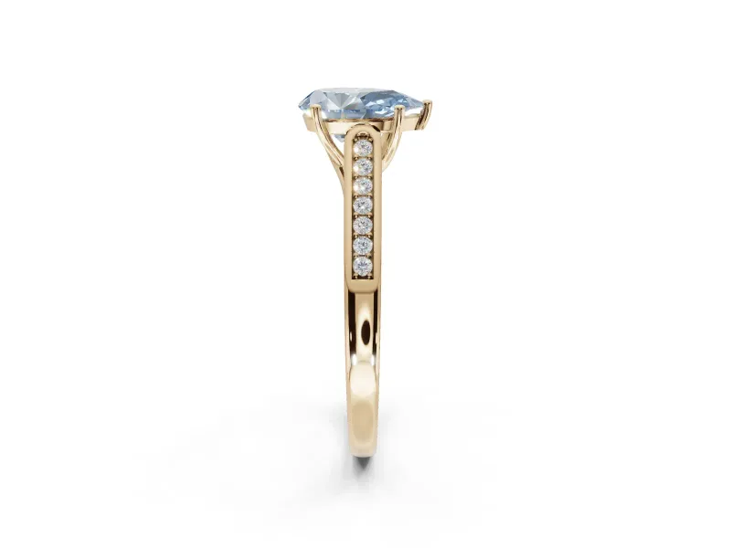 Pear-Shaped Engagement Ring Setting for a Fancy Blue Lab-Grown Diamond | Yellow Gold - Design NV-24597