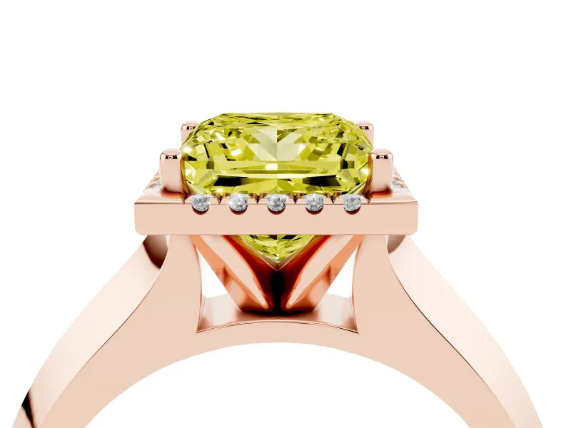 Princess Cut Halo Engagement Ring Setting for a Fancy Yellow Lab-Grown Diamond | Rose Gold