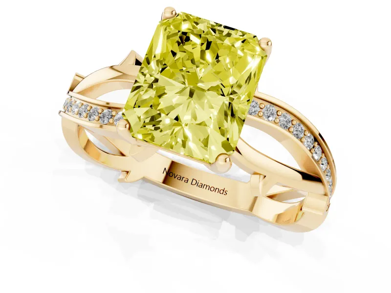 Radiant Cut Twisted Engagement Ring Setting for a Fancy Yellow Lab-Grown Diamond | Yellow Gold - Design NV-24635