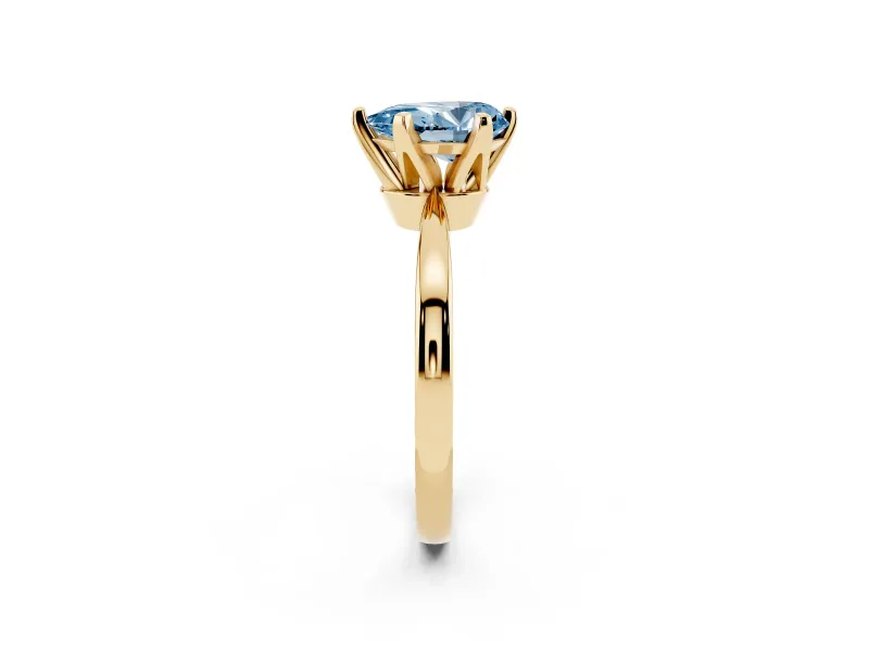 Pear-Shaped Tapered Solitaire Engagement Ring Setting for a Fancy Blue Lab-Grown Diamond | Claw Prong Head | Yellow Gold