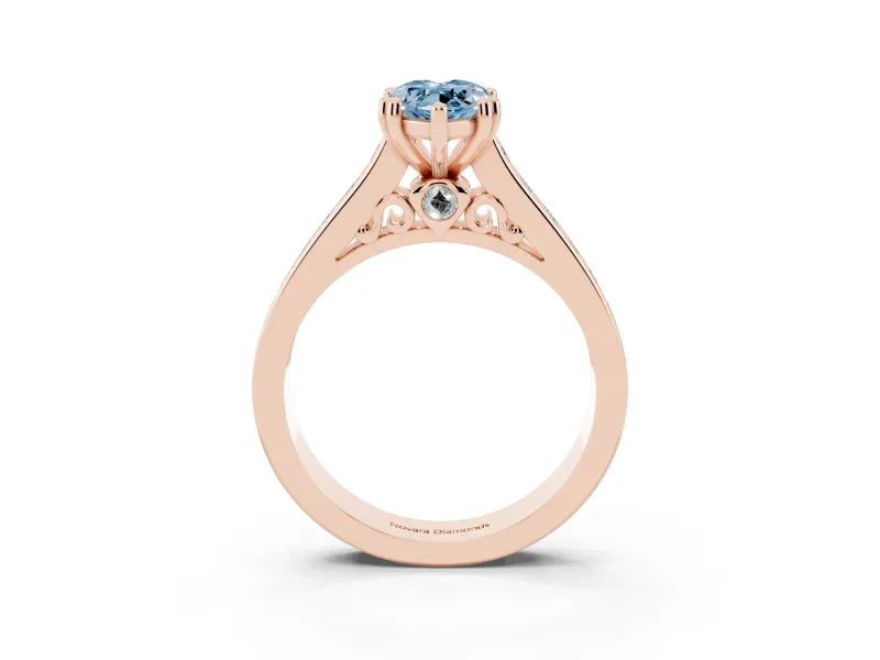 Marquise Channel Set Solitaire Engagement Ring Setting for a Fancy Blue Lab-Grown Diamond | Princess Channel | Rose Gold