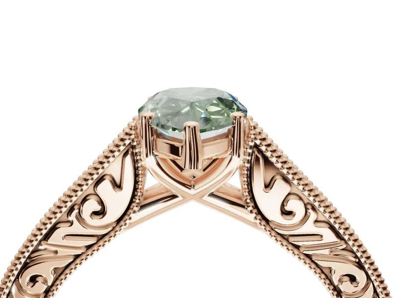 Pear-Shaped Vintage Engagement Ring Setting for a Fancy Green Lab-Grown Diamond | Rose Gold - Design NV-24644