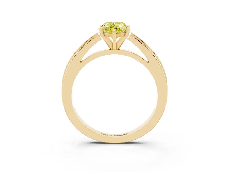 Pear-Shaped Solitaire Engagement Ring Setting for a Fancy Yellow Lab-Grown Diamond | Stepped Flat Band | Yellow Gold