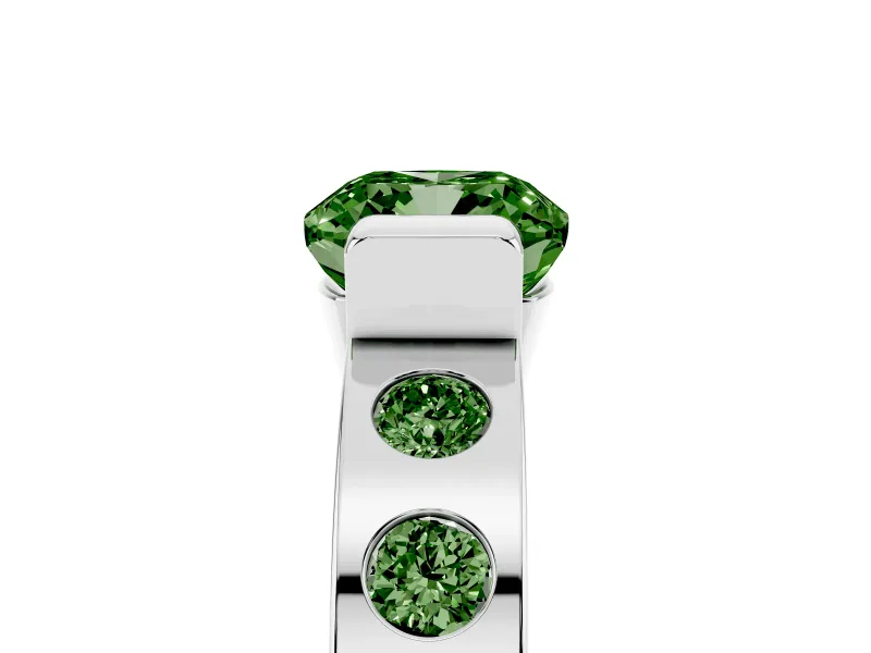 Cushion Cut Tension Style Engagement Ring Setting for a Fancy Green Lab-Grown Diamond | Platinum