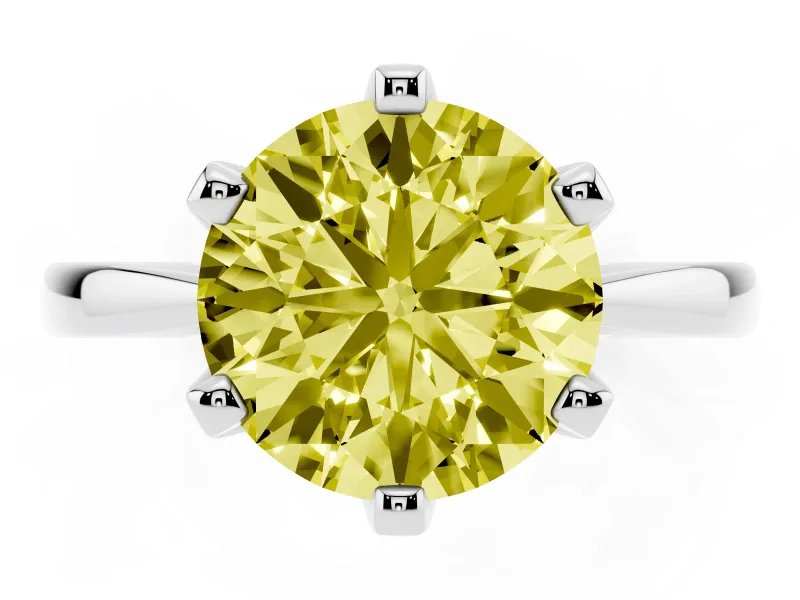 Round Tapered Solitaire Engagement Ring Setting for a Fancy Yellow Lab-Grown Diamond | Claw Prong Head | Platinum