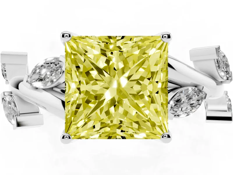 Princess Cut Twisted Vine Engagement Ring Setting for a Fancy Yellow Lab-Grown Diamond | Platinum