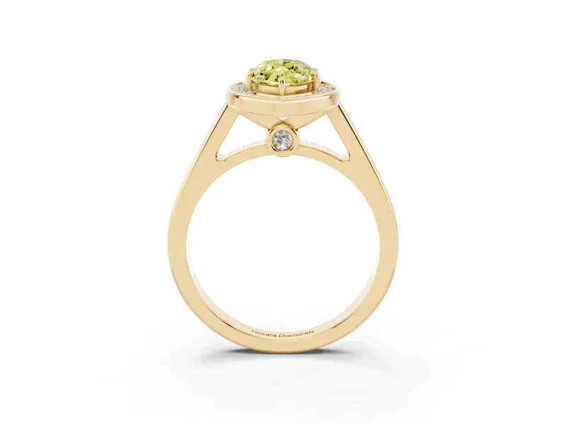 Marquise Rimmed Halo Engagement Ring Setting for a Fancy Yellow Lab-Grown Diamond | Yellow Gold