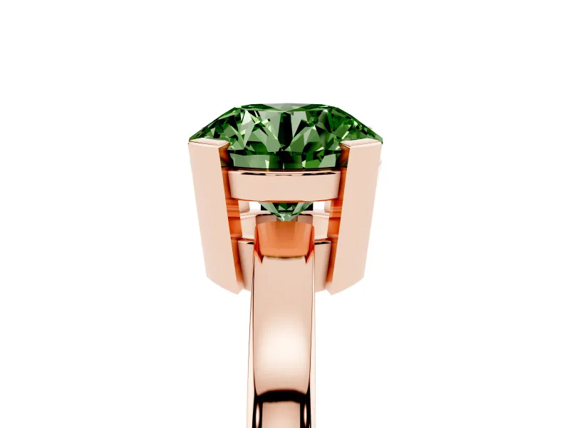 Round Tab Prong Solitaire Engagement Ring Setting for a Fancy Green Lab-Grown Diamond | Rose Gold