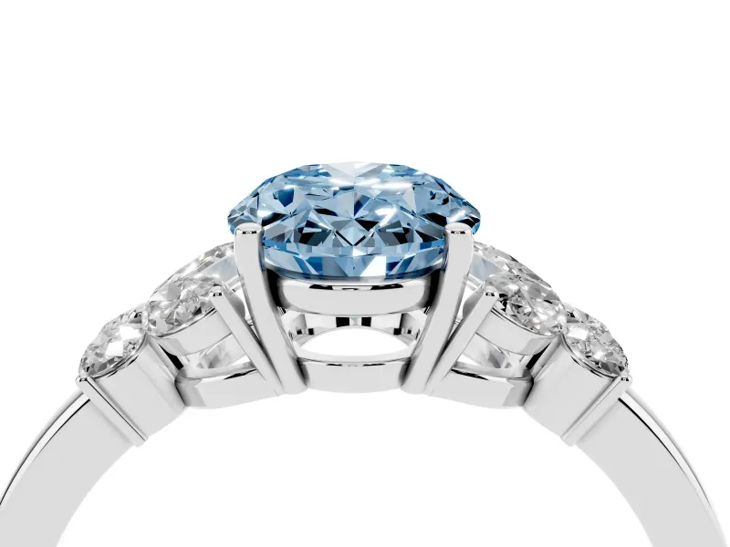 Oval Petal Engagement Ring Setting for a Fancy Blue Lab-Grown Diamond | White Gold