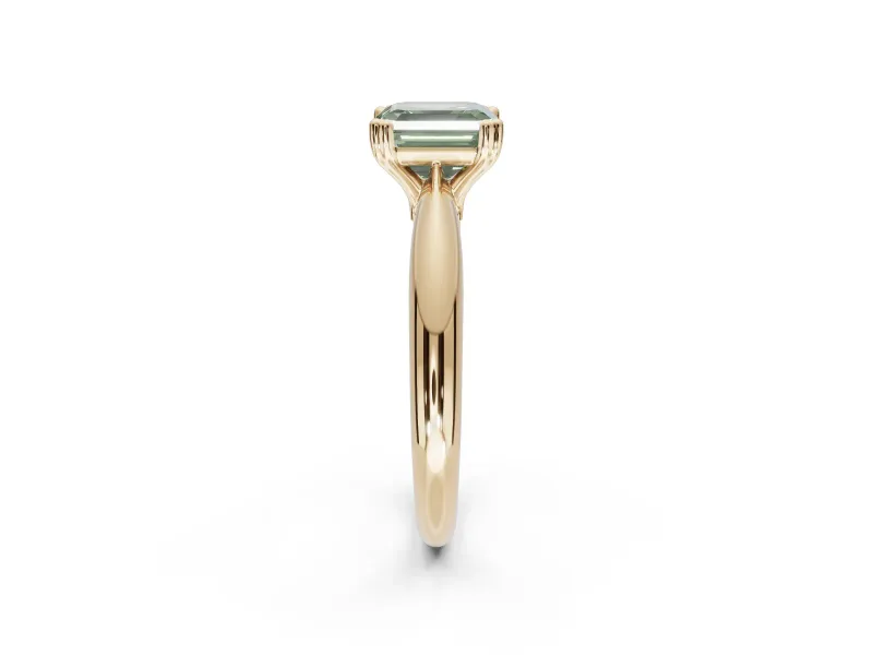 Princess Cut Tapered Solitaire Engagement Ring Setting for a Fancy Green Lab-Grown Diamond | Yellow Gold