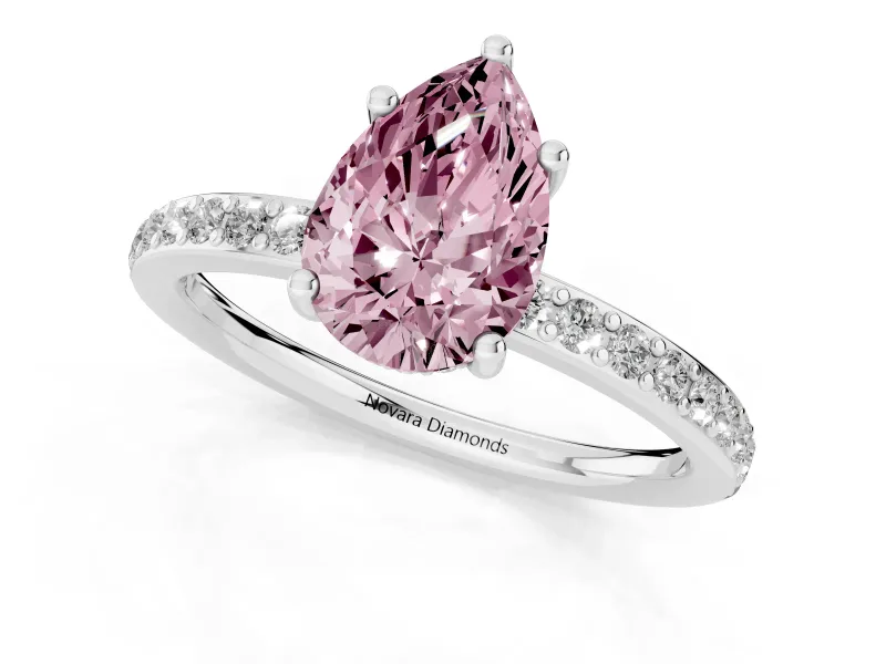 Pear-Shaped Hidden Halo Engagement Ring Setting for a Fancy Pink Lab-Grown Diamond | Platinum