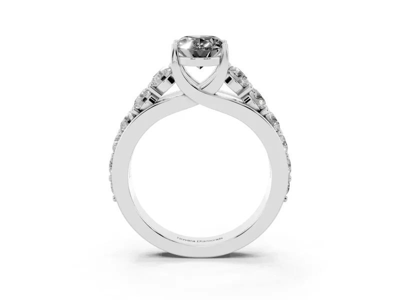 Oval Graduated Engagement Ring Setting for a Black Center | White Gold