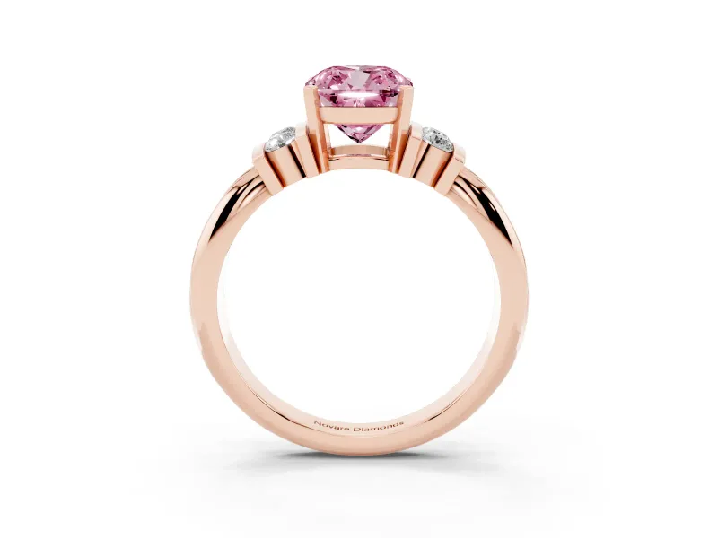 Cushion Cut Bar-Set Engagement Ring Setting for a Fancy Pink Lab-Grown Diamond | Rose Gold