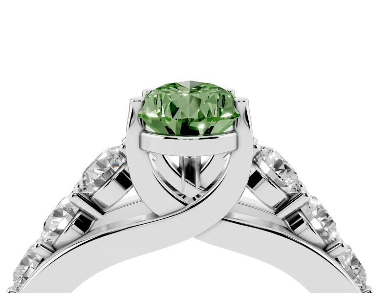 Pear-Shaped Engagement Ring Setting for a Fancy Green Lab-Grown Diamond | Sterling Silver - Design NV-24645