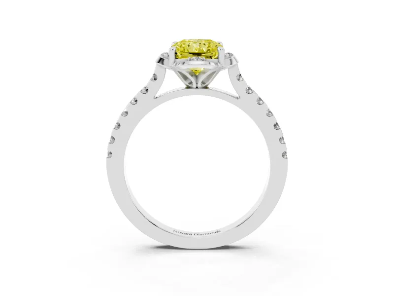 Radiant Cut Floral Petal Engagement Ring Setting for a Fancy Yellow Lab-Grown Diamond | Petal Accents | Platinum