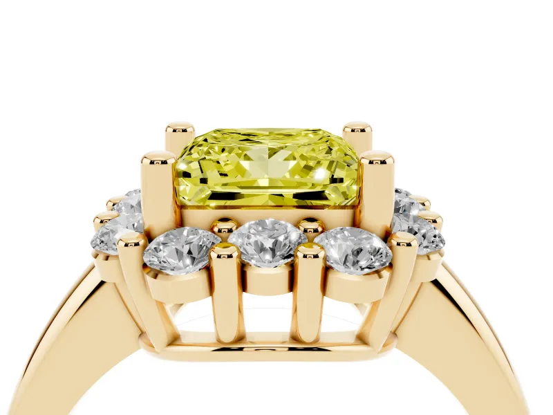 Princess Cut Halo Engagement Ring Setting for a Fancy Yellow Lab-Grown Diamond | Yellow Gold - Design NV-24726