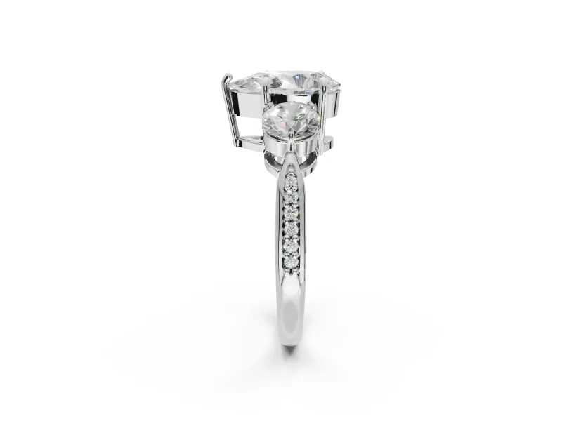 Pear-Shaped Three Stone Engagement Ring Setting | Tapered Pave Band | Platinum