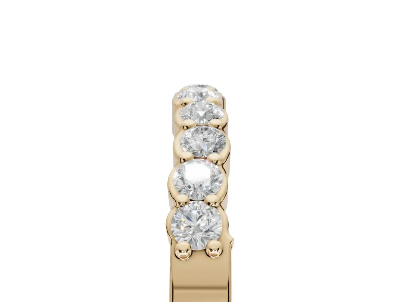 Round Lab-Grown Diamond U-Prong Set Wedding Band | Open Side Arcs | Yellow Gold