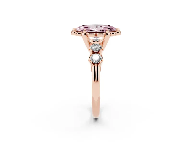 Marquise Floral Engagement Ring Setting for a Fancy Pink Lab-Grown Diamond | Petal Frame | Rose Gold
