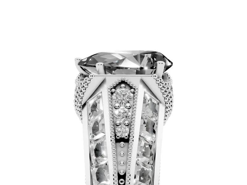 Pear-Shaped Vintage Milgrain Engagement Ring Setting for a Black Center | Sterling Silver