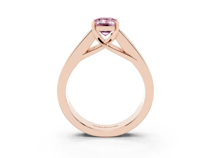 Emerald Cut Channel-Set Engagement Ring Setting for a Fancy Pink Lab-Grown Diamond | Rose Gold
