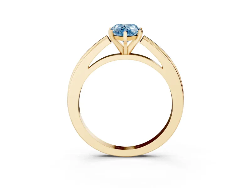 Pear-Shaped Solitaire Engagement Ring Setting for a Fancy Blue Lab-Grown Diamond | Stepped Flat Band | Yellow Gold