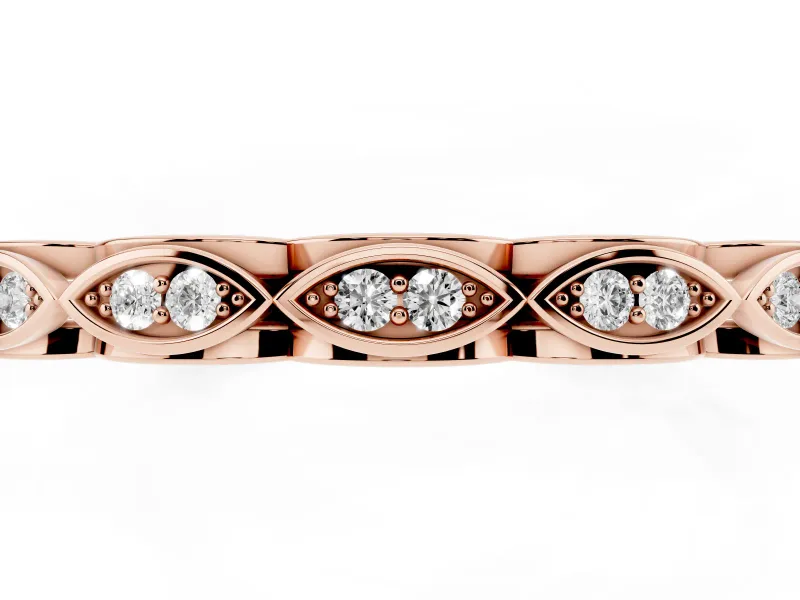 Marquise Motif Diamond Openwork Eternity Band Set in Rose gold with Pavé and Bezel Setting