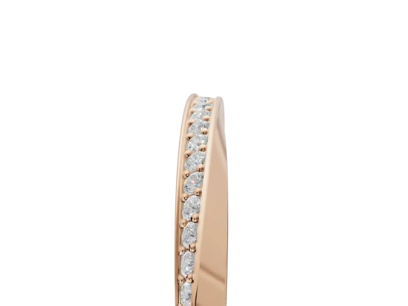 Round Lab-Grown Diamond Pavé Ribbon Twist Wedding Band | Polished Turn | Rose Gold