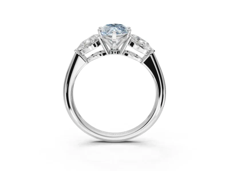 Marquise 3-Stone Engagement Ring Setting for a Fancy Blue Lab-Grown Diamond | Sterling Silver