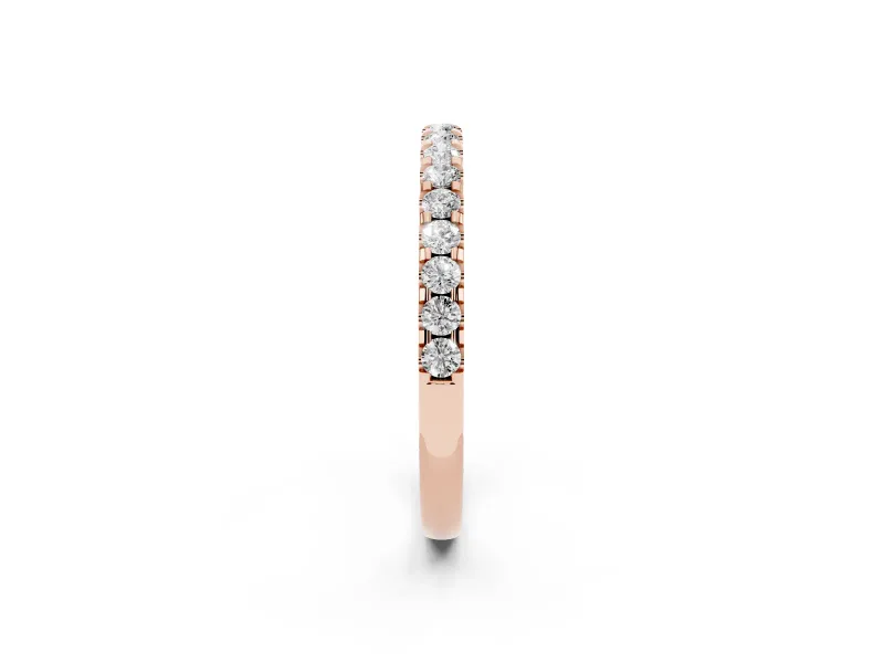 Round Lab-Grown Diamond Scalloped Pavé Half Eternity Band | U-Cut Sides | Rose Gold