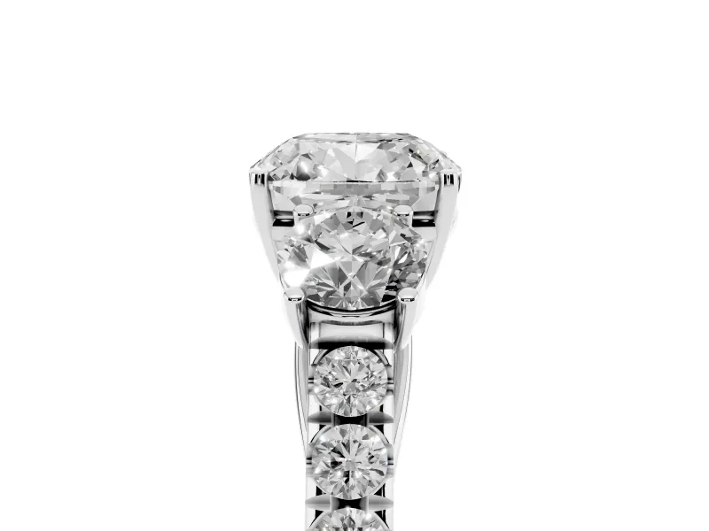 Cushion Cut Three Stone Engagement Ring Setting | Platinum