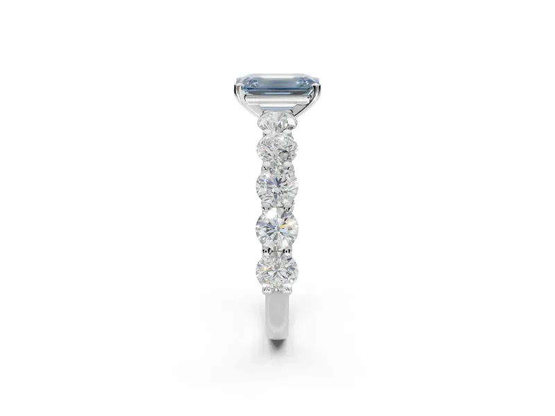 Emerald Cut Engagement Ring Setting for a Fancy Blue Lab-Grown Diamond | Sterling Silver - Design NV-24455