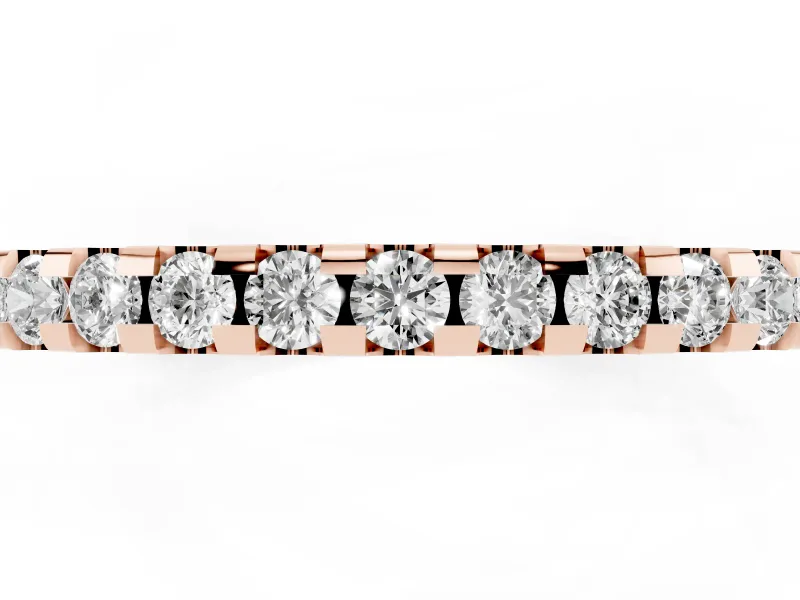 Round Diamond Pavé Half Eternity Band Set in Rose gold with Shared Prong Setting