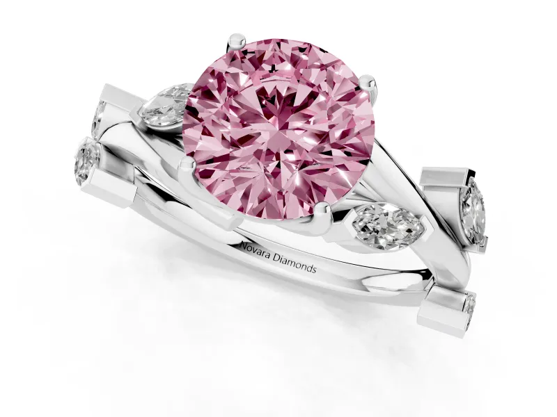 Round Twisted Vine Engagement Ring Setting for a Fancy Pink Lab-Grown Diamond | Sterling Silver