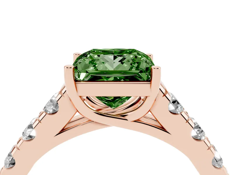 Princess Cut Engagement Ring Setting for a Fancy Green Lab-Grown Diamond | Rose Gold - Design NV-24643