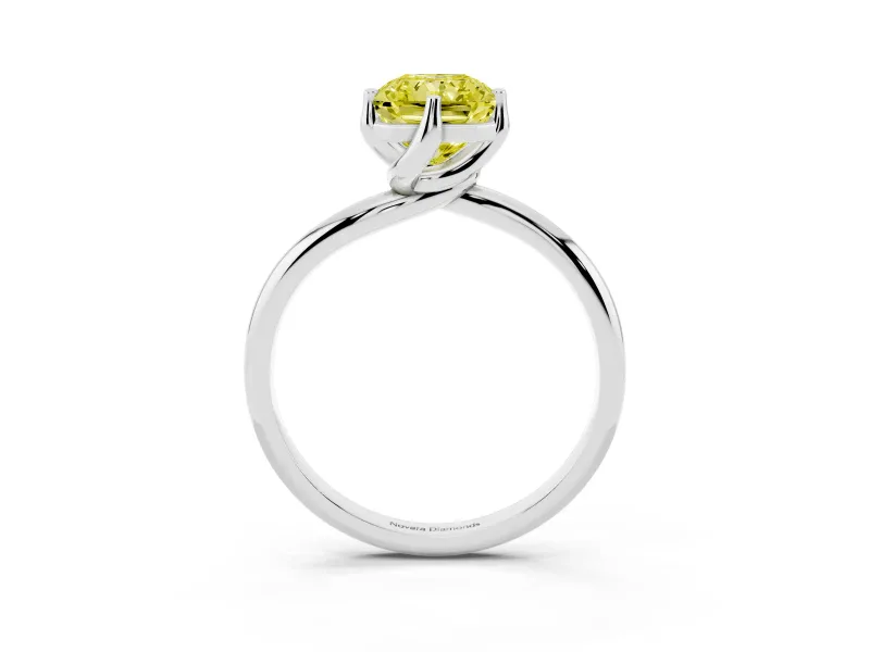 Radiant Cut Bypass Solitaire Engagement Ring Setting for a Fancy Yellow Lab-Grown Diamond | Plain Band | Sterling Silver