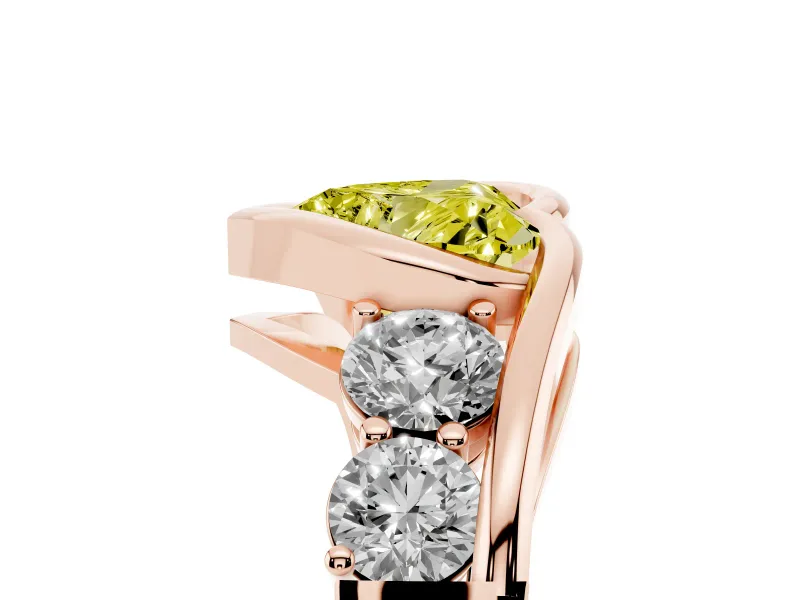 Heart-Shaped Bezel Bypass Engagement Ring Setting for a Fancy Yellow Lab-Grown Diamond | Rose Gold