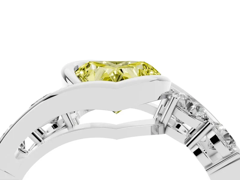 Heart-Shaped Engagement Ring Setting for a Fancy Yellow Lab-Grown Diamond | Bezel | Sterling Silver