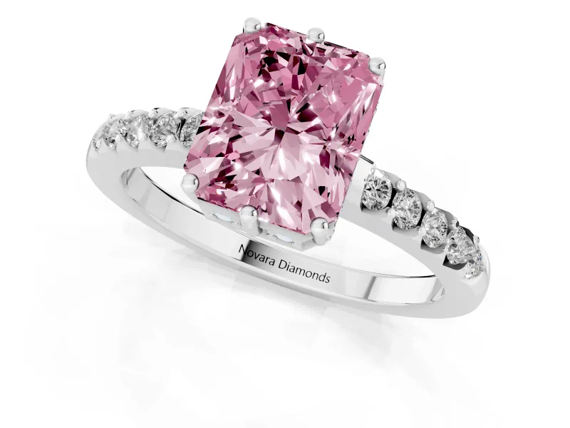 Radiant Cut Engagement Ring Setting for a Fancy Pink Lab-Grown Diamond | Platinum - Design NV-24649