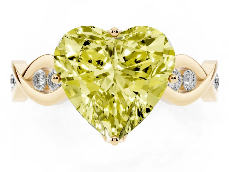 Heart-Shaped Twisted Infinity Engagement Ring Setting for a Fancy Yellow Lab-Grown Diamond | Yellow Gold
